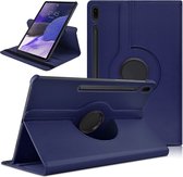 Samsung Tab S8 Plus hoes Draaibare Book Case Cover Donker Blauw - Samsung Galaxy Tab S8 Plus hoesje 2022/ Tab S7 FE 2021/Tab S7 Plus 2020 hoesje -Tablet Hoes 12.4 Inch