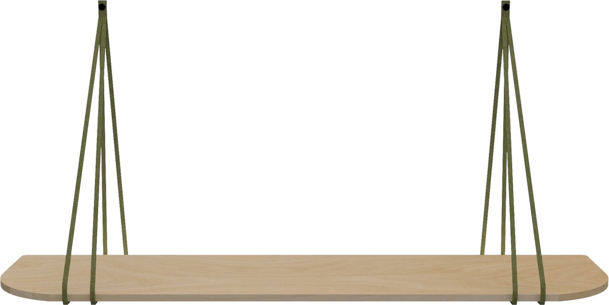 Leren split-plankdragers - Handles and more® - 100% leer - SUEDE OLIVE - set van 2 / excl. plank (leren plankdragers - plankdragers banden - leren plank banden)