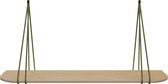 Leren split-plankdragers - Handles and more® - 100% leer - SUEDE OLIVE - set van 2 / excl. plank (leren plankdragers - plankdragers banden - leren plank banden)