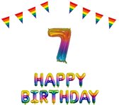 7 jaar Verjaardag Versiering Pakket Regenboog