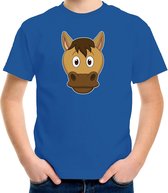 Cartoon paard t-shirt blauw voor jongens en meisjes - Kinderkleding / dieren t-shirts kinderen 122/128