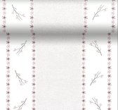 Tafelloper Pasen | 3 in 1 | Wit | Roze | 40 x 480 CM | tafelloper, tête-à-tête én placemat | Tafeldecoratie | Tafelversiering | Tafelkleed | Tafellaken | Feestdecoratie