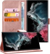 Hoesje geschikt voor Samsung Galaxy S22 Ultra - Book Case Leer Wallet Cover Portemonnee Pasjeshouder Hoes Roségoud