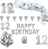 12 jaar Verjaardag Versiering Pakket Zilver XL