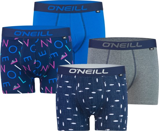 4-Pack - O'Neill - Heren Boxershorts - Maat S - Letters - Surf - Marine - Blue - Grey