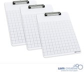 Whiteboard Klembord Ruiten (A4 set 3 stuks) | Notitiebord Whiteboard | Inspectiebord Whiteboard | Whiteboard Clipboard