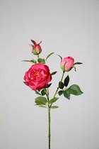 Kunstbloem Roos - topkwaliteit decoratie - Donkerrood - zijden tak - 72 cm hoog