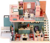 Miniatuur Bouwpakket Volwassenen - Houten Modelbouw - Pink Café - Met Stofkap, LED en Muziekdoosje