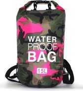 Drybag | Waterproof PVC tas | roze 15L | Waterdichte zak | Tas voor op het water | Waterproof Kanotas/zeiltas/boottas