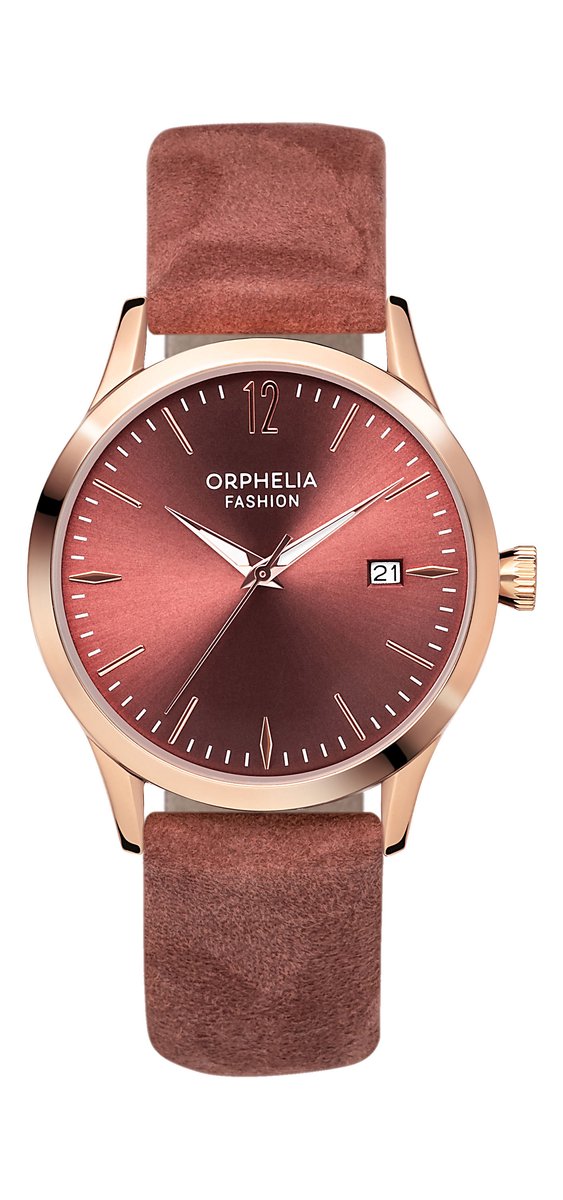 Orphelia Suede OF714820 Horloge - Leer - Roze - Ø 36 mm
