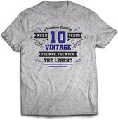10 Jaar Legend - Feest kado T-Shirt Heren / Dames - Antraciet Grijs / Donker Blauw - Perfect Verjaardag Cadeau Shirt - grappige Spreuken, Zinnen en Teksten. Maat L