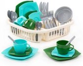 Kinder speelgoed servies set - Groen / Blauw / Wit - Kunststof - 30 x 30 x 7 cm - 12 maanden - Speelgoed - Cadeau