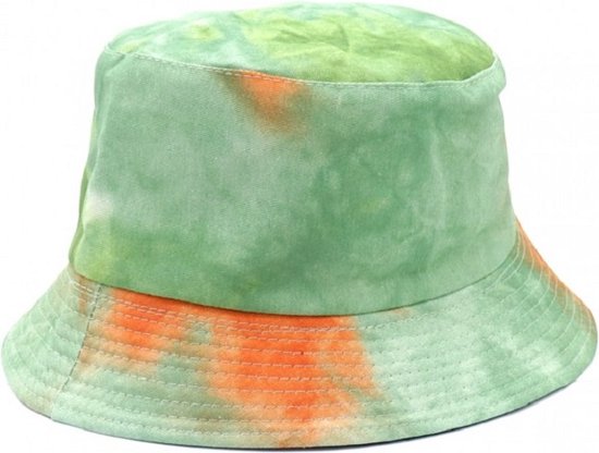 Bucket Hat Tie Dye - Lengte 28 cm - Oranje en Groen