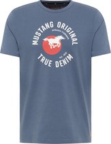 Mustang T-shirt grijs-blauw met logo - maat L