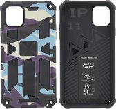 Hoesje Geschikt voor iPhone 11 Hoesje - Rugged Extreme Backcover Camouflage met Kickstand – Paars