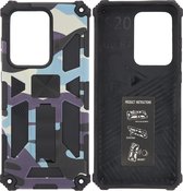 Samsung Galaxy S20 Ultra Hoesje - Rugged Extreme Backcover Camouflage met Kickstand - Paars