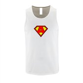 Witte Tanktop met print van "letter A “ Superman “ Logo print Rood / Geel size L