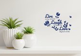 Stickerheld - Muursticker "Live every moment Laugh every day Love beyond word" Quote - Woonkamer - versiering - Engelse Teksten - Mat Donkerblauw - 27.5x37.1cm