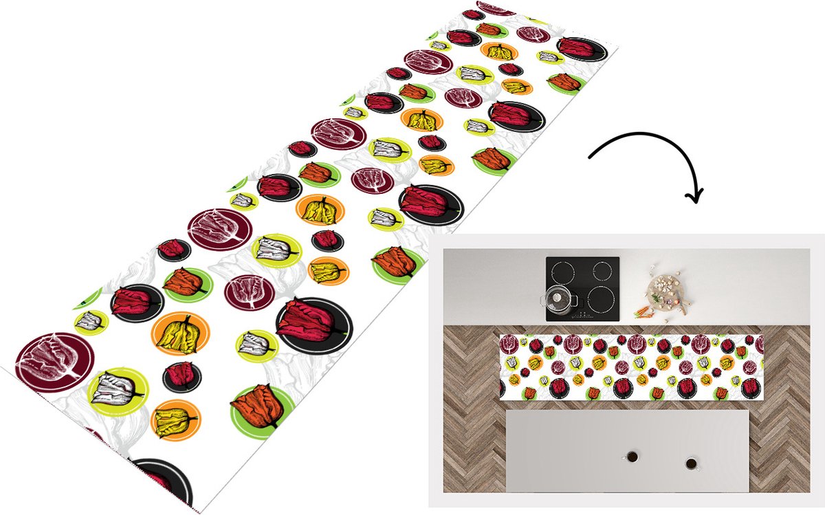 KitchenYeah Keukenloper - Loper keuken - Tulp - Bloemen - Patronen - Keukenloper vinyl multicolor, foto 6