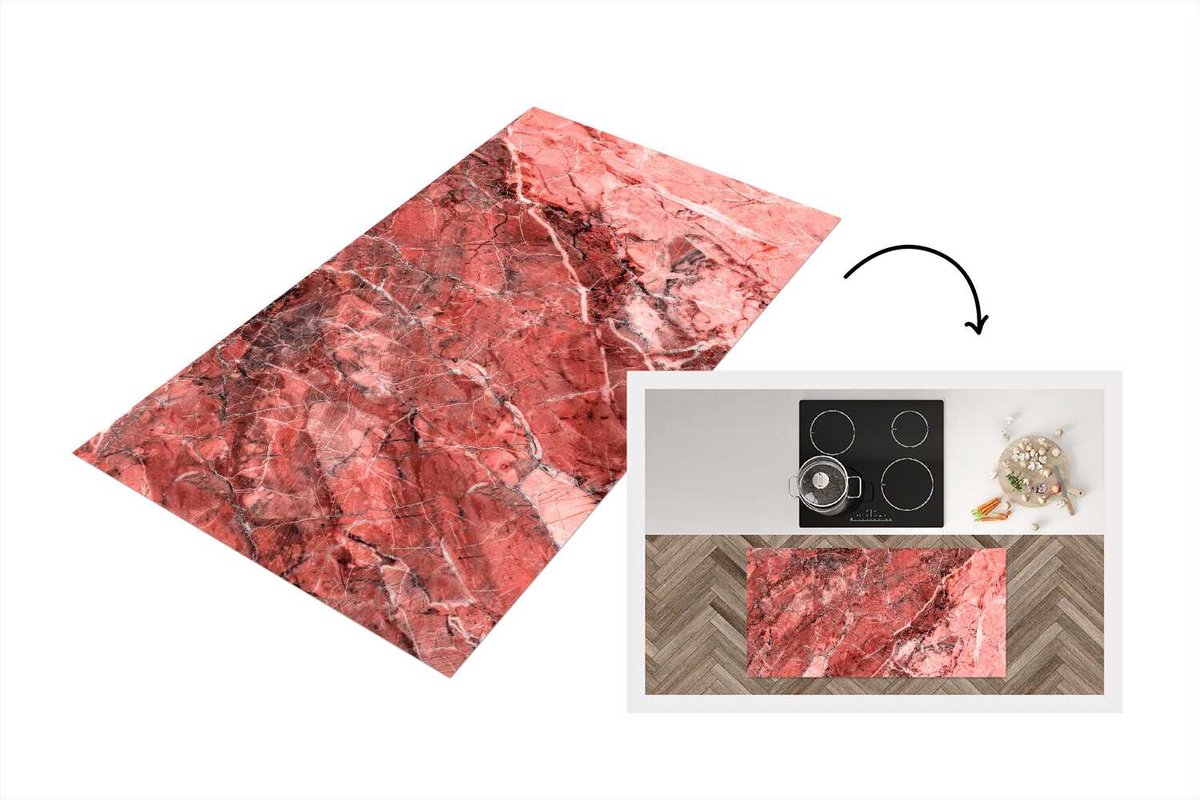 KitchenYeah Keukenloper - Loper keuken - Kristallen - Rood - Graniet - Roze - Keukenloper vinyl, foto 2