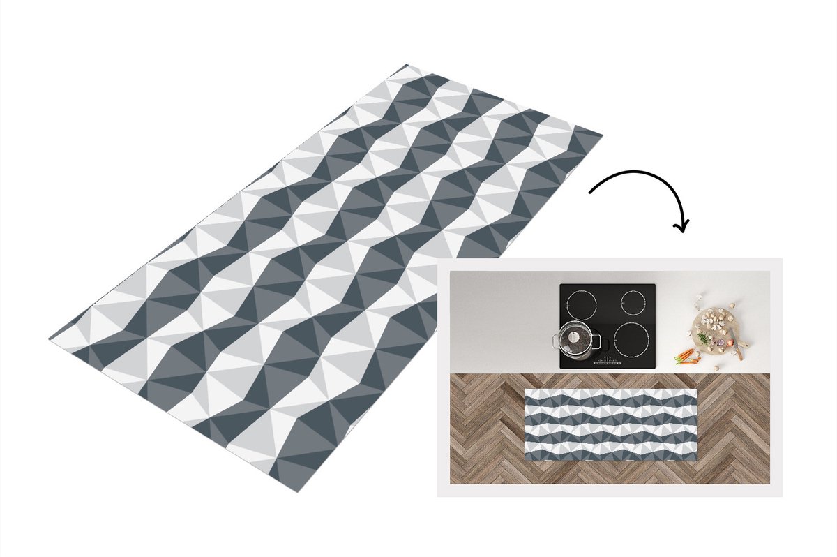 KitchenYeah Keukenloper - Loper keuken - Zebra - Geometrie - Patronen - 120x50 cm - Keukenloper vinyl Multicolor