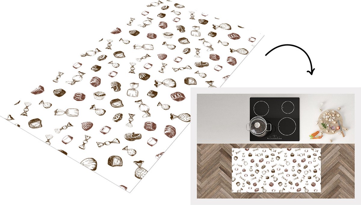 KitchenYeah Keukenloper - Loper keuken - Snoep - Vintage - Chocolade - Design - 120x60 cm - Keukenloper vinyl Multicolor