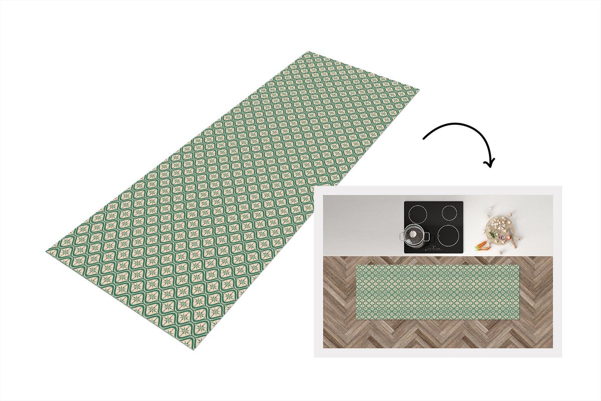 KitchenYeah Keukenloper - Loper keuken - Sneeuwvlok - Winter - Vintage - Patroon - Kerst - 150x50 cm - Keukenloper vinyl Multicolor