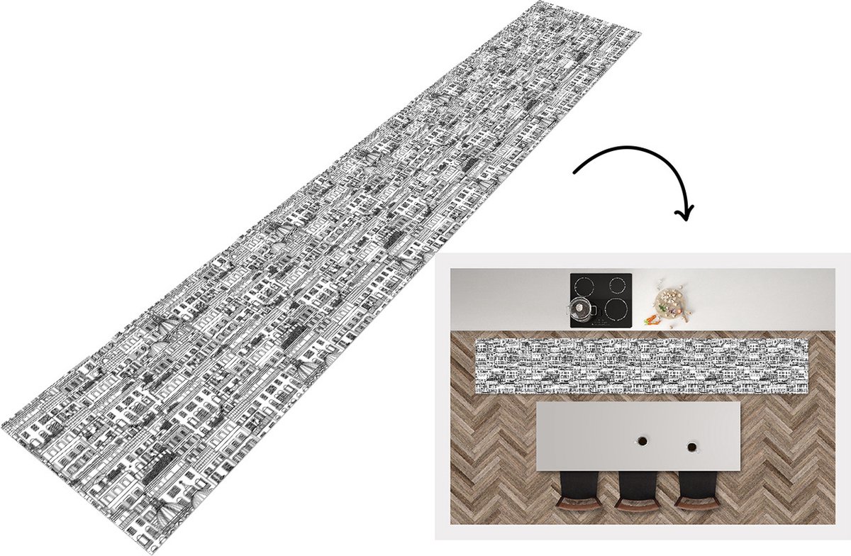 KitchenYeah Keukenloper - Loper keuken - Patroon - Italië - Huis - 300x50 cm - Keukenloper vinyl Multicolor