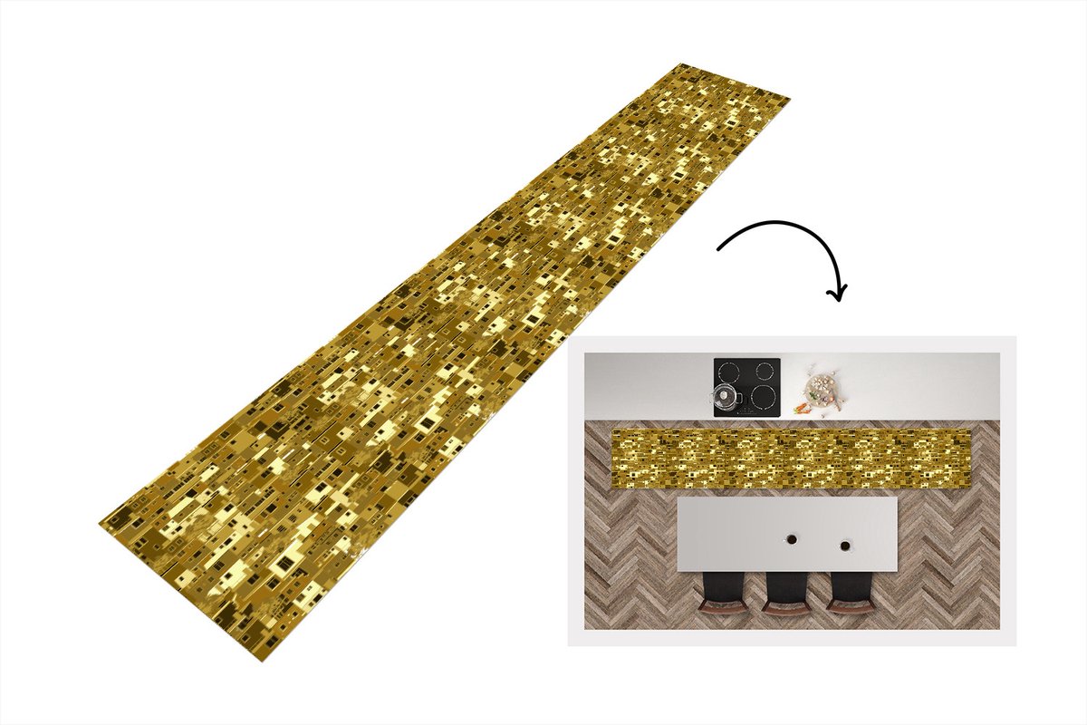 KitchenYeah Keukenloper - Loper keuken - Afrika - Patronen - Huis - 300x50 cm - Keukenloper vinyl Multicolor