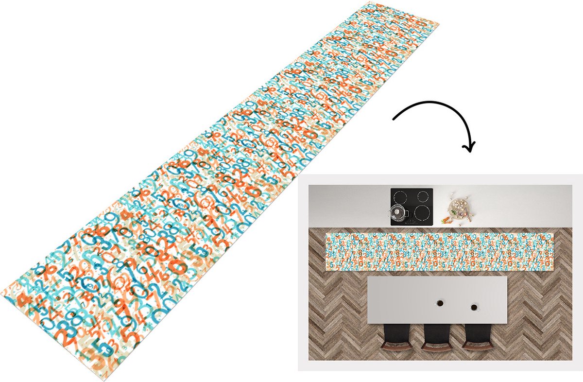 KitchenYeah Keukenloper - Loper keuken - Nummer - Cijfers - Patronen - Keukenloper vinyl multicolor, foto 2