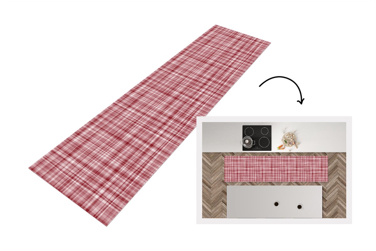 KitchenYeah Keukenloper - Loper keuken - Patroon - Rood - Waves - Keukenloper vinyl, foto 5