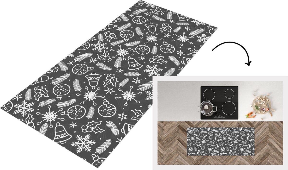 KitchenYeah Keukenloper - Loper keuken - Patronen - Kerstmis - Decoratie - 120x50 cm - Keukenloper vinyl Multicolor