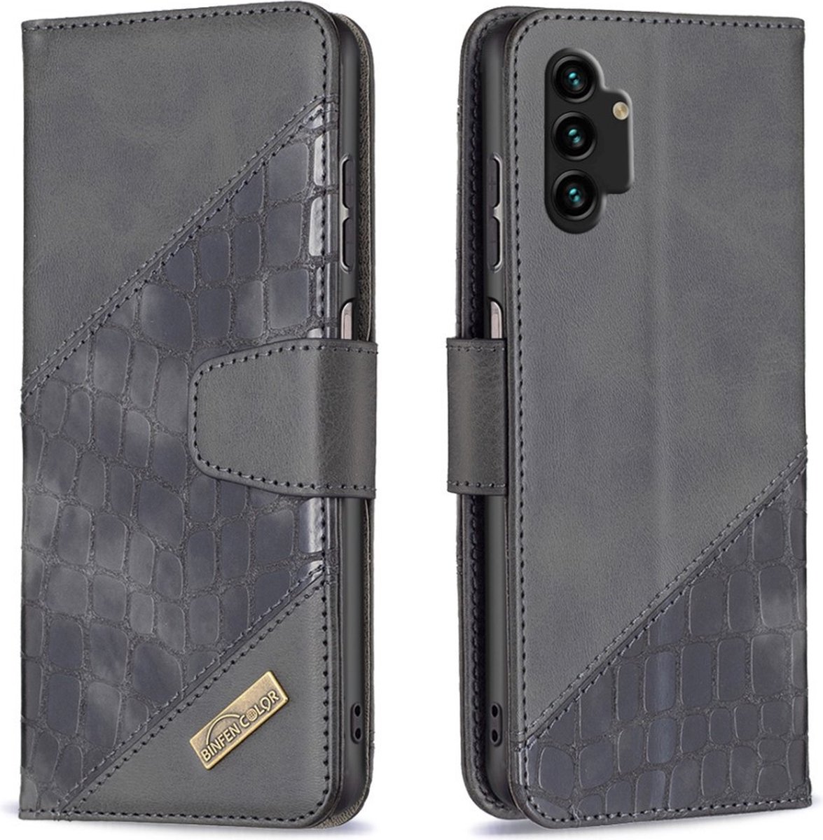 Croc Book Case - Samsung Galaxy A13 4G Hoesje - Zwart