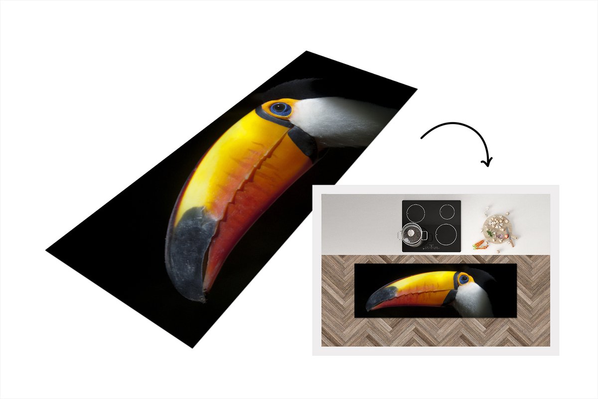 KitchenYeah Keukenloper - Loper keuken - Toekan - Vogel - Snavel - 150x50 cm - Keukenloper vinyl Multicolor