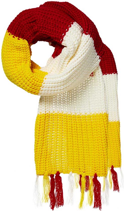 Apollo - Sjaal gebreid rood-wit-geel - One Size - Oeteldonk sjaal - Gebreide sjaal oeteldonk - Carnavals sjaal - Gebreide sjaal carnaval - Sjaal Den Bosch
