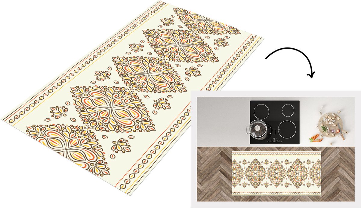 KitchenYeah Keukenloper - Loper keuken - Boho - Goud - Design - Luxe - Keukenloper vinyl, foto 4