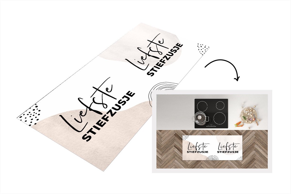 KitchenYeah Keukenloper - Loper keuken - Quotes - Zusje - Bruin - 120x50 cm - Keukenloper vinyl Multicolor