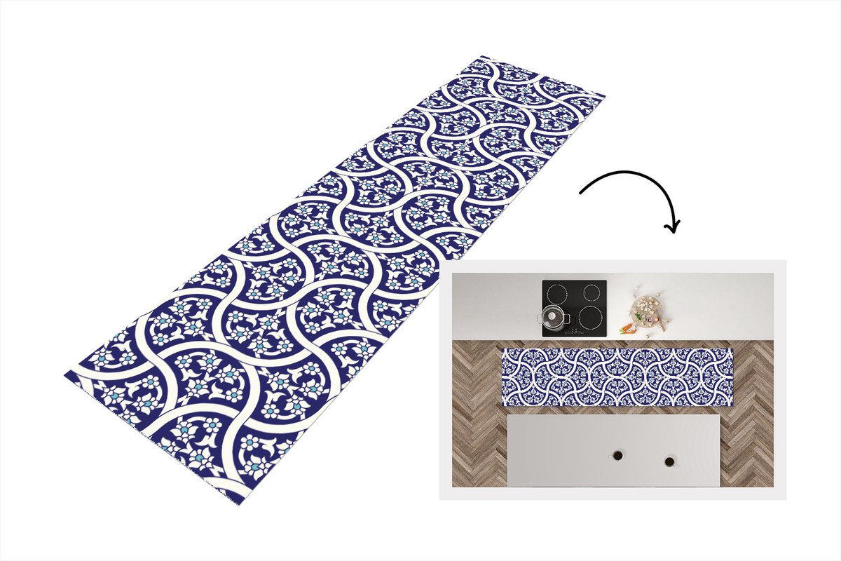 KitchenYeah Keukenloper - Loper keuken - Bloemen - Patronen - Azië - 200x50 cm - Keukenloper vinyl Multicolor