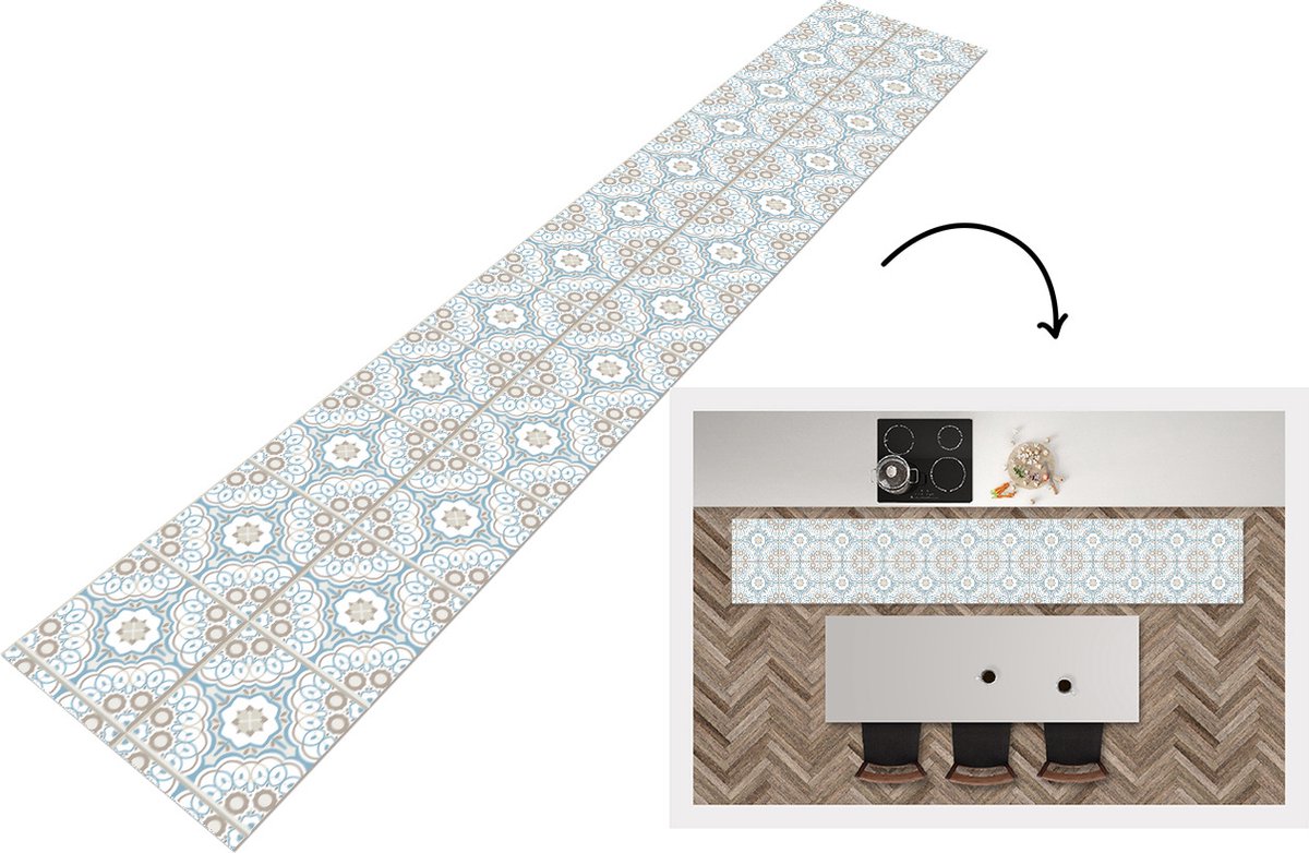 KitchenYeah Keukenloper - Loper keuken - Bloemen - Portugal - Design - 300x50 cm - Keukenloper vinyl Multicolor