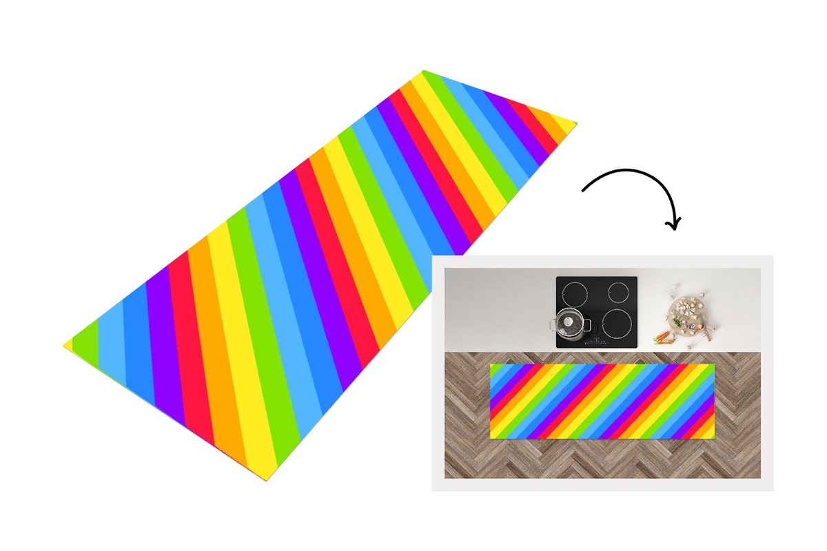 KitchenYeah Keukenloper - Loper keuken - Regenboog - Patronen - Pride - Keukenloper vinyl multicolor