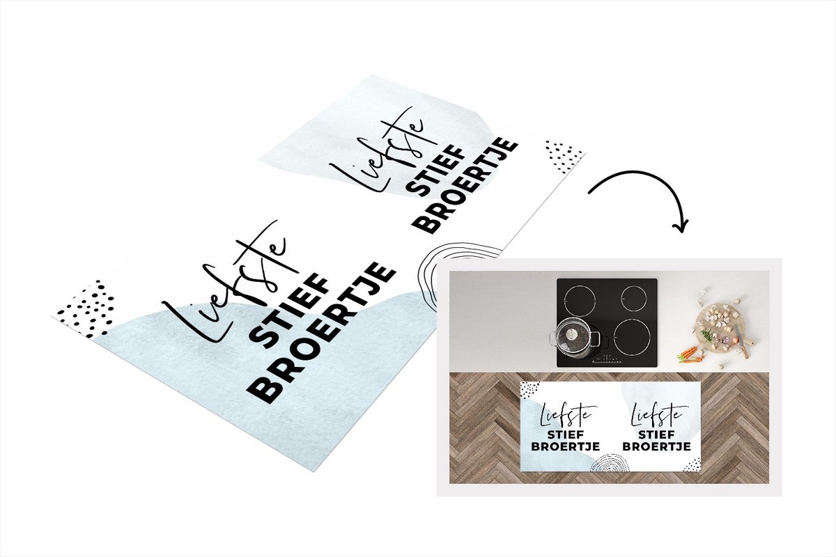 Keukenloper - Loper keuken - Quotes - Broertje - Blauw - 120x60 cm - Keukenloper vinyl