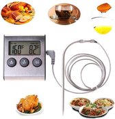 *** Digitale Keukenthermometer - Vleesthermometer- Braad Thermometer/timer - Met timer functie  -20 °C tot 250 °C- Incl. timer, warmte alarm - van Heble® ***