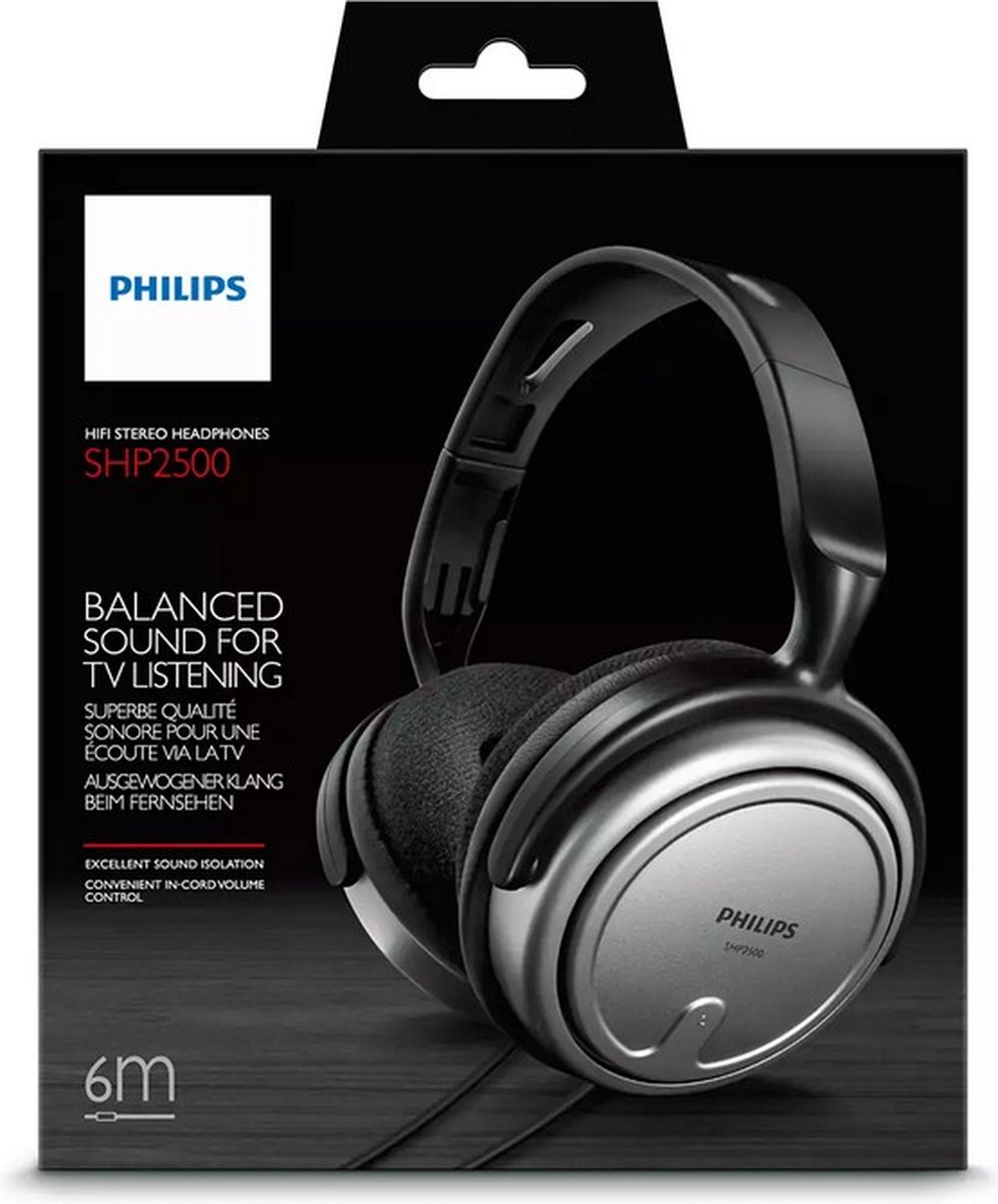 Philips SHP2500 Over-Ear Koptelefoon - Zilver - Extra lang snoer 6 meter  -... | bol.com