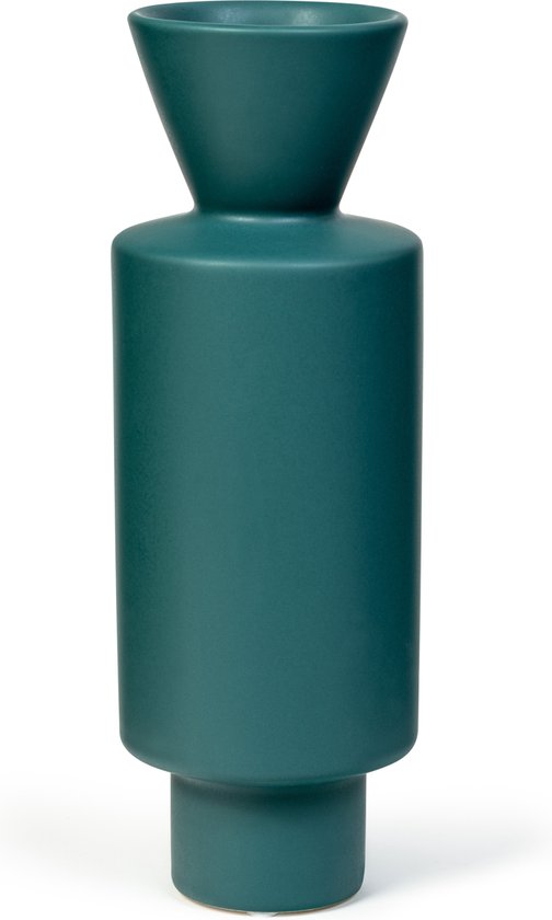 Oliva's - Hoge vaas - ↕ 27 cm - Smalle originele vorm - Blauw/groen - Petrol