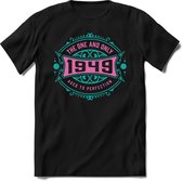 1949 The One And Only | Feest Kado T-Shirt Heren - Dames | Cobalt - Licht Roze | Perfect Verjaardag Cadeau Shirt | Grappige Spreuken - Zinnen - Teksten | Maat S