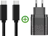 Snellader - Fast Dual Charger 20w  + USB-C - 2m - zwart - Nylon