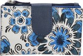 Happy Wallet Hand painted Portemonnee - Bloem print blauw