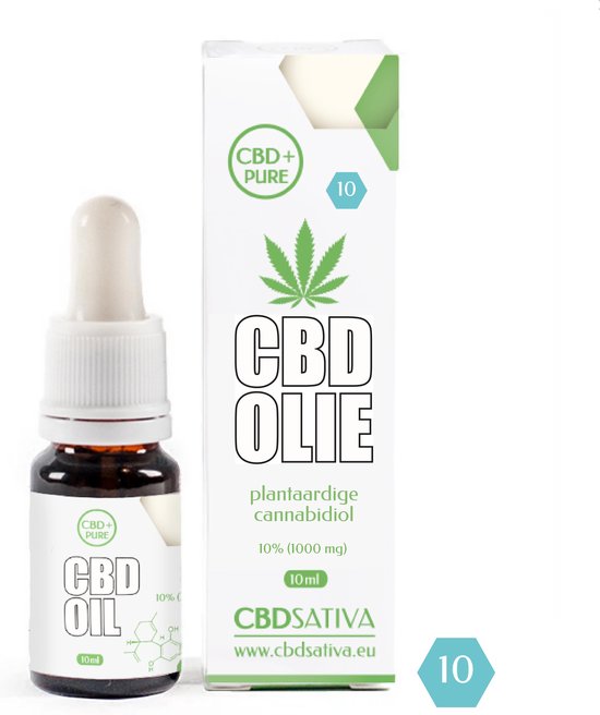 CBD Olie 10%, 10 ml - CBD Sativa - CBD Pure (1000 mg) - Biologische hennepolie met plantaardige cannabidiol
