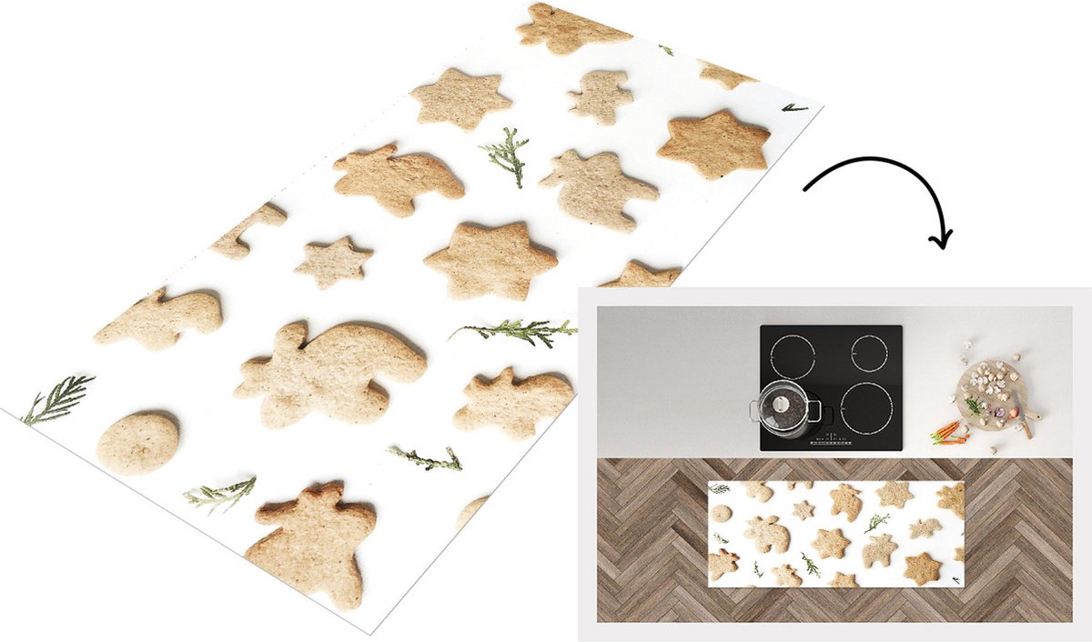 Keukenloper - Loper keuken - Winter - Kerst - Koek - 120x50 cm - Keukenloper vinyl