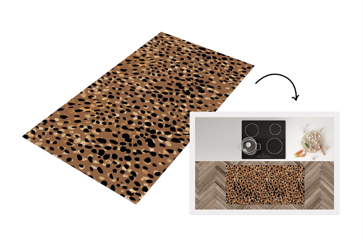 KitchenYeah Keukenloper - Loper keuken - Luxe - Dierenprint - Luipaard - 120x60 cm - Keukenloper vinyl Multicolor